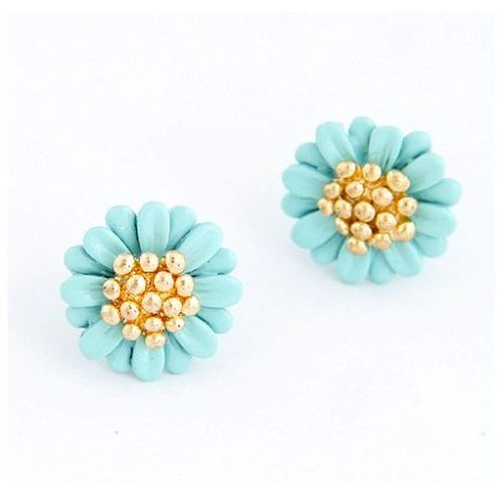 Daisy Blue Gold Plated Stud Earrings